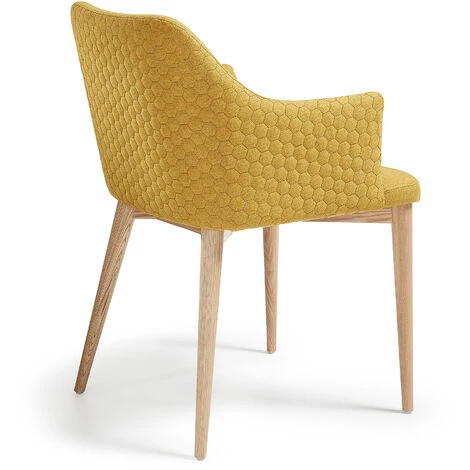 Kave Home - Chaise De Salle à Manger Croft Moutarde Avec Accoudoirs Et Pieds En Bois Massif De Frêne - Moutarde 5 Kave Home - Chaise De Salle à Manger Croft Moutarde Avec Accoudoirs Et Pieds En Bois Massif De Frêne - Moutarde – Image 3
