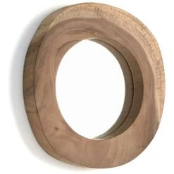 Kave Home - Miroir Keni Rond Ø 28 Cm En Bois Massif De Teck - Naturel