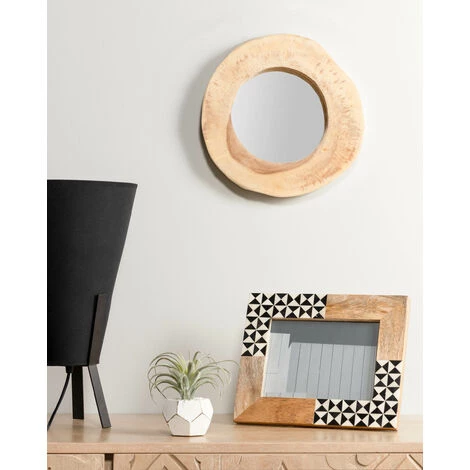 Kave Home - Miroir Keni Rond Ø 28 Cm En Bois Massif De Teck - Naturel 4 Kave Home - Miroir Keni Rond Ø 28 Cm En Bois Massif De Teck - Naturel – Image 2