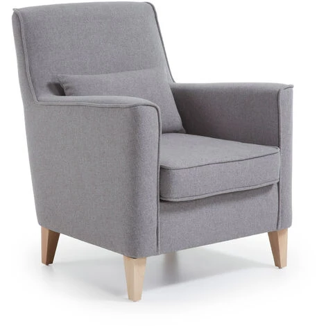 Kave Home - Fauteuil Glam Gris à Accoudoirs Et Pieds En Bois Massif De Hêtre - Gris 3 Kave Home - Fauteuil Glam Gris à Accoudoirs Et Pieds En Bois Massif De Hêtre - Gris