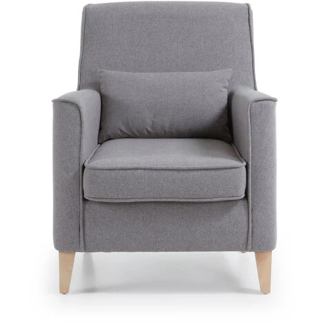 Kave Home - Fauteuil Glam Gris à Accoudoirs Et Pieds En Bois Massif De Hêtre - Gris 5 Kave Home - Fauteuil Glam Gris à Accoudoirs Et Pieds En Bois Massif De Hêtre - Gris – Image 3