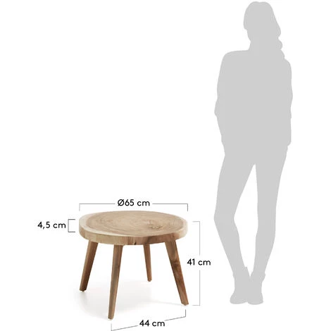 Kave Home - Table D'appoint Wellcres Ronde Ø 65 Cm En Bois Massif De Mungur Pour Usage Intérieur Et Extérieur - Naturel 5 Kave Home - Table D'appoint Wellcres Ronde Ø 65 Cm En Bois Massif De Mungur Pour Usage Intérieur Et Extérieur - Naturel – Image 3