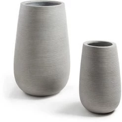 Kave Home - Lot De 2 Cache-pots Loa Gris En Ciment Pour Usage Intérieur Et Extérieur - Gris