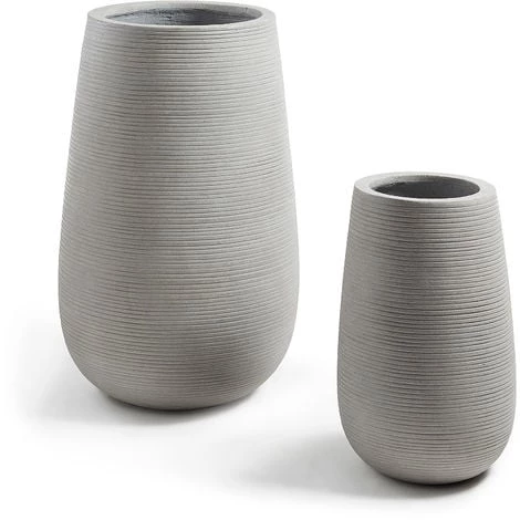 Kave Home - Lot De 2 Cache-pots Loa Gris En Ciment Pour Usage Intérieur Et Extérieur - Gris 3 Kave Home - Lot De 2 Cache-pots Loa Gris En Ciment Pour Usage Intérieur Et Extérieur - Gris