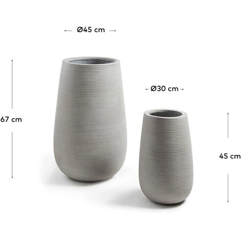 Kave Home - Lot De 2 Cache-pots Loa Gris En Ciment Pour Usage Intérieur Et Extérieur - Gris 5 Kave Home - Lot De 2 Cache-pots Loa Gris En Ciment Pour Usage Intérieur Et Extérieur - Gris – Image 3
