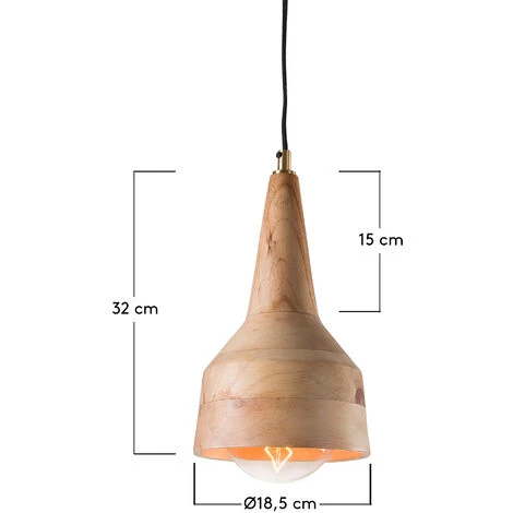 Kave Home - Suspension Allie 1 Ampoule En Bois Massif De Manguier - Naturel 6 Kave Home - Suspension Allie 1 Ampoule En Bois Massif De Manguier - Naturel – Image 4