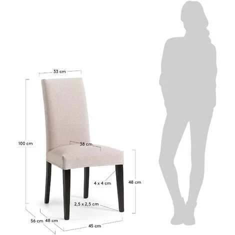 Kave Home - Chaise De Salle à Mange Freda Beige Déhoussable Avec Pieds En Bois Massif Laqué Noir - Beige 6 Kave Home - Chaise De Salle à Mange Freda Beige Déhoussable Avec Pieds En Bois Massif Laqué Noir - Beige – Image 4