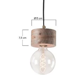 Kave Home - Suspension Allie 1 Ampoule En Bois Massif De Manguier - Naturel -KAVE HOME Soldes 2022 12371281 4