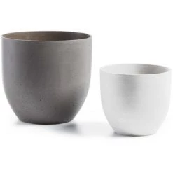 Kave Home - Set De 2 Cache-pots Marta Gris Et Blanc En Ciment Pour Usage Intérieur Et Extérieur - Gris