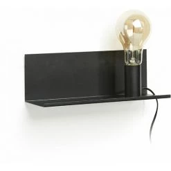 Kave Home - Applique Hannah Noir En Acier Avec étagère 35 Cm - Noir