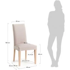 Kave Home - Chaise De Salle à Manger Freda Beige Déhoussable Avec Pieds En Bois Massif - Beige -KAVE HOME Soldes 2022 12371337 4