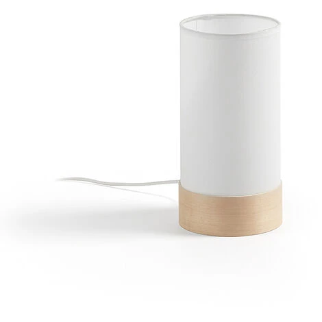 Kave Home - Lampe De Table Slat Blanche En Coton Et Bois De Hêtre - Blanc 3 Kave Home - Lampe De Table Slat Blanche En Coton Et Bois De Hêtre - Blanc