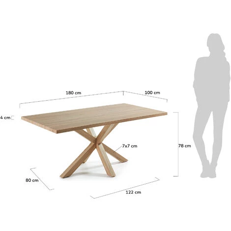 Kave Home - Table De Salle à Manger Argo Rectangulaire 180 X 100 Cm En Mélamine Et Pieds En Acier - Naturel 6 Kave Home - Table De Salle à Manger Argo Rectangulaire 180 X 100 Cm En Mélamine Et Pieds En Acier - Naturel – Image 4