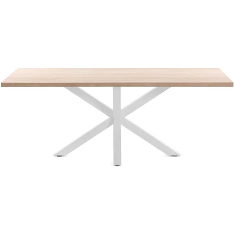 Kave Home - Table De Salle à Manger Argo Rectangulaire 180 X 100 Cm En Mélamine Et Pieds En Acier Blanc - Naturel 4 Kave Home - Table De Salle à Manger Argo Rectangulaire 180 X 100 Cm En Mélamine Et Pieds En Acier Blanc - Naturel – Image 2