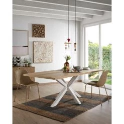 Kave Home - Table De Salle à Manger Argo Rectangulaire 180 X 100 Cm En Mélamine Et Pieds En Acier Blanc - Naturel 8 Kave Home - Table De Salle à Manger Argo Rectangulaire 180 X 100 Cm En Mélamine Et Pieds En Acier Blanc - Naturel -KAVE HOME Soldes 2022 12371483 3