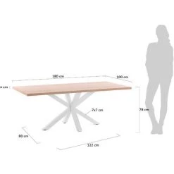 Kave Home - Table De Salle à Manger Argo Rectangulaire 180 X 100 Cm En Mélamine Et Pieds En Acier Blanc - Naturel 9 Kave Home - Table De Salle à Manger Argo Rectangulaire 180 X 100 Cm En Mélamine Et Pieds En Acier Blanc - Naturel -KAVE HOME Soldes 2022 12371483 4