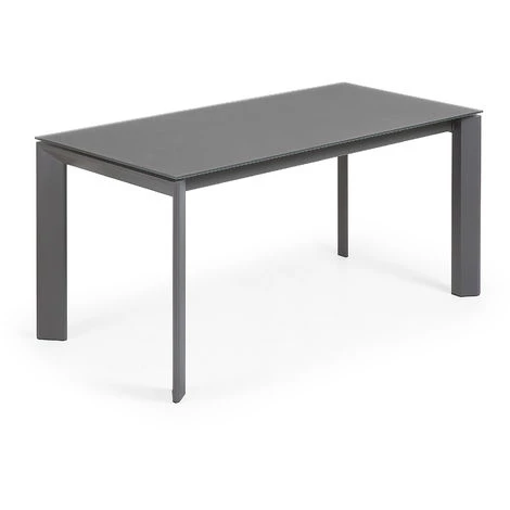 Kave Home - Table De Salle à Manger Extensible Axis Rectangulaire 160 (220) X 90 Cm Graphite En Verre Avec Pieds En Acier Graphite - Gris 3 Kave Home - Table De Salle à Manger Extensible Axis Rectangulaire 160 (220) X 90 Cm Graphite En Verre Avec Pieds En Acier Graphite - Gris