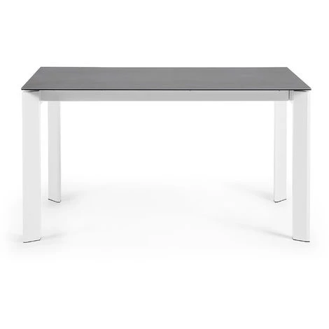 Kave Home - Table De Salle à Manger Extensible Axis Rectangulaire 140 (200) X 90 Cm En Porcelaine Vulcano Ro Avec Pieds En Acier Blanc - Gris 5 Kave Home - Table De Salle à Manger Extensible Axis Rectangulaire 140 (200) X 90 Cm En Porcelaine Vulcano Ro Avec Pieds En Acier Blanc - Gris – Image 3