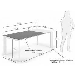 Kave Home - Table De Salle à Manger Extensible Axis Rectangulaire 140 (200) X 90 Cm En Porcelaine Vulcano Ro Avec Pieds En Acier Blanc - Gris 9 Kave Home - Table De Salle à Manger Extensible Axis Rectangulaire 140 (200) X 90 Cm En Porcelaine Vulcano Ro Avec Pieds En Acier Blanc - Gris -KAVE HOME Soldes 2022 12371500 4