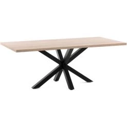 Kave Home - Table De Salle à Manger Argo Rectangulaire 180 X 100 Cm En Mélamine Et Pieds En Acier Noir - Naturel