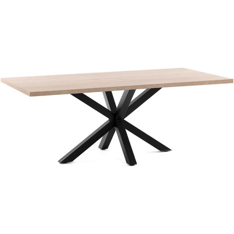 Kave Home - Table De Salle à Manger Argo Rectangulaire 180 X 100 Cm En Mélamine Et Pieds En Acier Noir - Naturel 3 Kave Home - Table De Salle à Manger Argo Rectangulaire 180 X 100 Cm En Mélamine Et Pieds En Acier Noir - Naturel