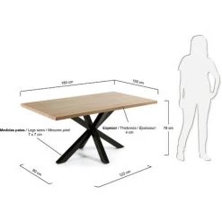 Kave Home - Table De Salle à Manger Argo Rectangulaire 180 X 100 Cm En Mélamine Et Pieds En Acier Noir - Naturel 9 Kave Home - Table De Salle à Manger Argo Rectangulaire 180 X 100 Cm En Mélamine Et Pieds En Acier Noir - Naturel -KAVE HOME Soldes 2022 12371509 4