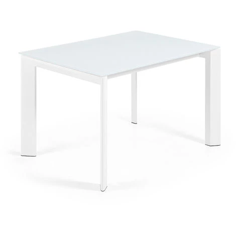 Kave Home - Table De Salle à Manger Extensible Axis Rectangulaire 120 (180) X 80 Cm Blanche En Verre Et Pieds En Acier Blanc - Blanc 3 Kave Home - Table De Salle à Manger Extensible Axis Rectangulaire 120 (180) X 80 Cm Blanche En Verre Et Pieds En Acier Blanc - Blanc