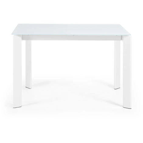 Kave Home - Table De Salle à Manger Extensible Axis Rectangulaire 120 (180) X 80 Cm Blanche En Verre Et Pieds En Acier Blanc - Blanc 5 Kave Home - Table De Salle à Manger Extensible Axis Rectangulaire 120 (180) X 80 Cm Blanche En Verre Et Pieds En Acier Blanc - Blanc – Image 3