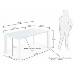 Kave Home - Table De Salle à Manger Extensible Axis Rectangulaire 120 (180) X 80 Cm Blanche En Verre Et Pieds En Acier Blanc - Blanc 9 Kave Home - Table De Salle à Manger Extensible Axis Rectangulaire 120 (180) X 80 Cm Blanche En Verre Et Pieds En Acier Blanc - Blanc -KAVE HOME Soldes 2022 12371514 4