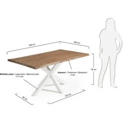 Kave Home - Table De Salle à Manger Argo Rectangulaire 180 X 100 Cm En Bois De Chêne Et Pieds En Acier Blanc - Naturel -KAVE HOME Soldes 2022 12371537 3