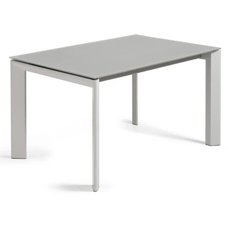 Kave Home - Table De Salle à Manger Extensible Axis Rectangulaire 140 (200) X 90 Cm Gris En Verre Avec Pieds En Acier Gris - Gris 3 Kave Home - Table De Salle à Manger Extensible Axis Rectangulaire 140 (200) X 90 Cm Gris En Verre Avec Pieds En Acier Gris - Gris