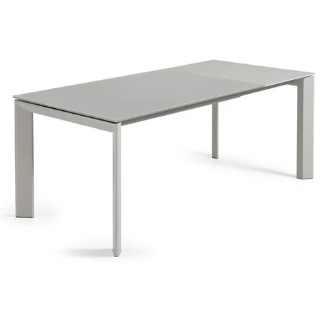 Kave Home - Table De Salle à Manger Extensible Axis Rectangulaire 140 (200) X 90 Cm Gris En Verre Avec Pieds En Acier Gris - Gris 4 Kave Home - Table De Salle à Manger Extensible Axis Rectangulaire 140 (200) X 90 Cm Gris En Verre Avec Pieds En Acier Gris - Gris – Image 2