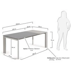 Kave Home - Table De Salle à Manger Extensible Axis Rectangulaire 140 (200) X 90 Cm Gris En Verre Avec Pieds En Acier Gris - Gris 9 Kave Home - Table De Salle à Manger Extensible Axis Rectangulaire 140 (200) X 90 Cm Gris En Verre Avec Pieds En Acier Gris - Gris -KAVE HOME Soldes 2022 12371559 4