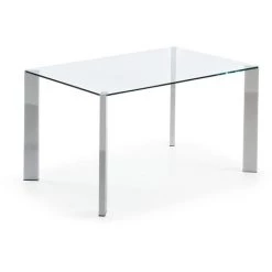 Kave Home - Table De Salle à Manger Spot Rectangulaire 142 X 92 Cm En Verre Et Pieds En Acier - Transparent