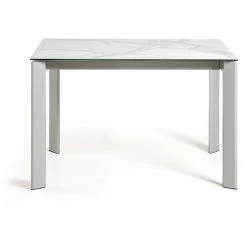 Kave Home - Table De Salle à Manger Extensible Axis Rectangulaire 120 (180) X 80 Cm En Porcelaine Kalos Blanc Avec Pieds En Acier Blanc - Blanc -KAVE HOME Soldes 2022 12371577 3