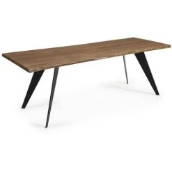 Kave Home - Table De Salle à Manger Koda Rectangulaire 220 X 100 Cm En Bois De Chêne Et Pieds En Acier Noir - Naturel