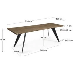Kave Home - Table De Salle à Manger Koda Rectangulaire 220 X 100 Cm En Bois De Chêne Et Pieds En Acier Noir - Naturel -KAVE HOME Soldes 2022 12371587 5