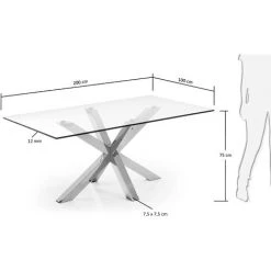 Kave Home - Table De Salle à Manger Argo Rectangulaire 200 X 100 Cm En Verre Et Pieds En Acier Inoxydable - Transparent 9 Kave Home - Table De Salle à Manger Argo Rectangulaire 200 X 100 Cm En Verre Et Pieds En Acier Inoxydable - Transparent -KAVE HOME Soldes 2022 12371590 4