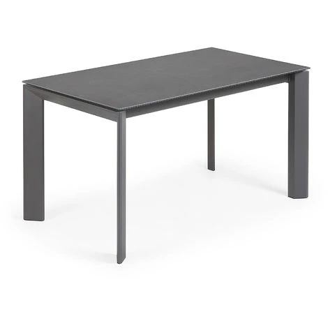 Kave Home - Table De Salle à Manger Extensible Axis Rectangulaire 140 (200) X 90 Cm En Porcelaine Vulcano Ro Avec Pieds En Acier Graphite - Gris 3 Kave Home - Table De Salle à Manger Extensible Axis Rectangulaire 140 (200) X 90 Cm En Porcelaine Vulcano Ro Avec Pieds En Acier Graphite - Gris