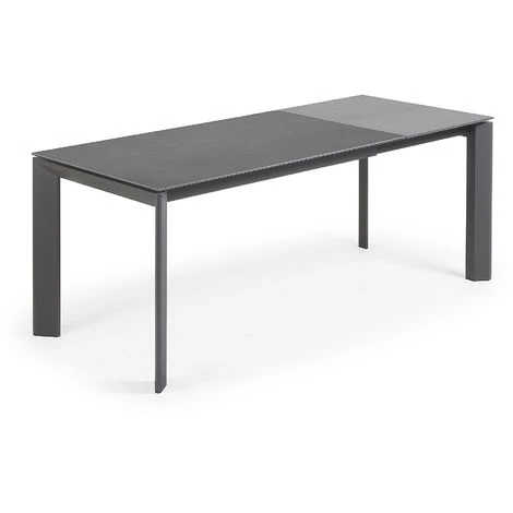 Kave Home - Table De Salle à Manger Extensible Axis Rectangulaire 140 (200) X 90 Cm En Porcelaine Vulcano Ro Avec Pieds En Acier Graphite - Gris 4 Kave Home - Table De Salle à Manger Extensible Axis Rectangulaire 140 (200) X 90 Cm En Porcelaine Vulcano Ro Avec Pieds En Acier Graphite - Gris – Image 2