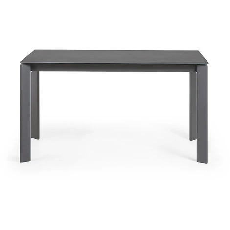 Kave Home - Table De Salle à Manger Extensible Axis Rectangulaire 140 (200) X 90 Cm En Porcelaine Vulcano Ro Avec Pieds En Acier Graphite - Gris 5 Kave Home - Table De Salle à Manger Extensible Axis Rectangulaire 140 (200) X 90 Cm En Porcelaine Vulcano Ro Avec Pieds En Acier Graphite - Gris – Image 3