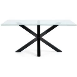 Kave Home - Table De Salle à Manger Argo Rectangulaire 180 X 100 Cm En Verre Et Pieds En Acier Noir - Transparent -KAVE HOME Soldes 2022 12371592 2