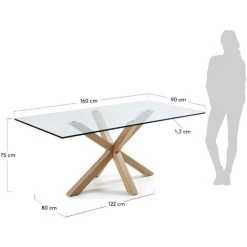 Kave Home - Table De Salle à Manger Argo Rectangulaire 160 X 90 Cm En Verre Et Pieds En Acier - Transparent -KAVE HOME Soldes 2022 12371593 4