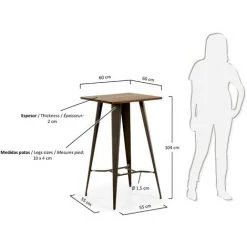 Kave Home - Table Haute De Salle à Manger Malira 60 X 60 Cm En Bois Avec Structure En Acier Graphite - Noir 9 Kave Home - Table Haute De Salle à Manger Malira 60 X 60 Cm En Bois Avec Structure En Acier Graphite - Noir -KAVE HOME Soldes 2022 12371595 4