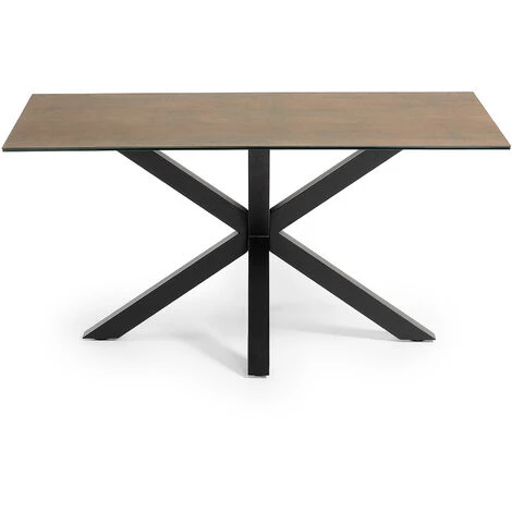 Kave Home - Table De Salle à Manger Argo Rectangulaire 160 X 90 Cm En Porcelaine Iron Corten Et Pieds En Acier Noir - Marron 4 Kave Home - Table De Salle à Manger Argo Rectangulaire 160 X 90 Cm En Porcelaine Iron Corten Et Pieds En Acier Noir - Marron – Image 2