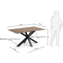 Kave Home - Table De Salle à Manger Argo Rectangulaire 160 X 90 Cm En Porcelaine Iron Corten Et Pieds En Acier Noir - Marron 7 Kave Home - Table De Salle à Manger Argo Rectangulaire 160 X 90 Cm En Porcelaine Iron Corten Et Pieds En Acier Noir - Marron -KAVE HOME Soldes 2022 12371604 3