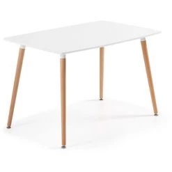 Kave Home - Table De Salle à Manger Wad Rectangulaire 120 X 75 Cm Blanc Avec Pieds En Bois De Hêtre - Blanc