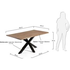 Kave Home - Table De Salle à Manger Argo Rectangulaire 180 X 100 Cm En Bois De Chêne Et Pieds En Acier Noir - Naturel 7 Kave Home - Table De Salle à Manger Argo Rectangulaire 180 X 100 Cm En Bois De Chêne Et Pieds En Acier Noir - Naturel -KAVE HOME Soldes 2022 12371631 3