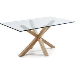 Kave Home - Table De Salle à Manger Argo Rectangulaire 180 X 100 Cm En Verre Et Pieds En Acier - Transparent