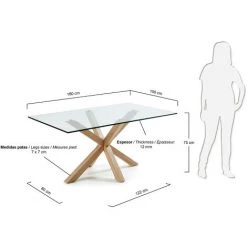 Kave Home - Table De Salle à Manger Argo Rectangulaire 180 X 100 Cm En Verre Et Pieds En Acier - Transparent 9 Kave Home - Table De Salle à Manger Argo Rectangulaire 180 X 100 Cm En Verre Et Pieds En Acier - Transparent -KAVE HOME Soldes 2022 12371634 4
